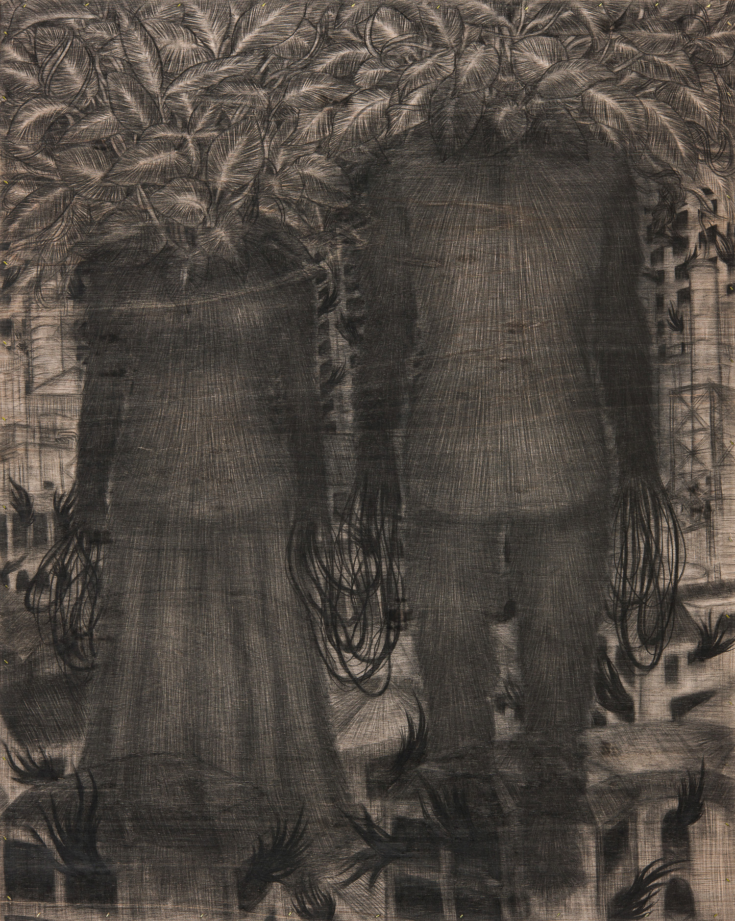 [15p2221] city of two people_conte on wood board_90.9×72.7_2015.jpg