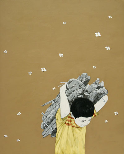 이상선_兒孩(우리들의 자화상)-날으는 들꽃  162x130cm acrylic on canvas 2009.jpg